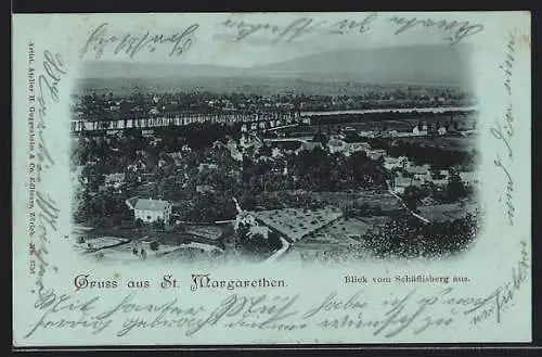 Mondschein-AK St. Margrethen, Blick vom Schäflisberg aus