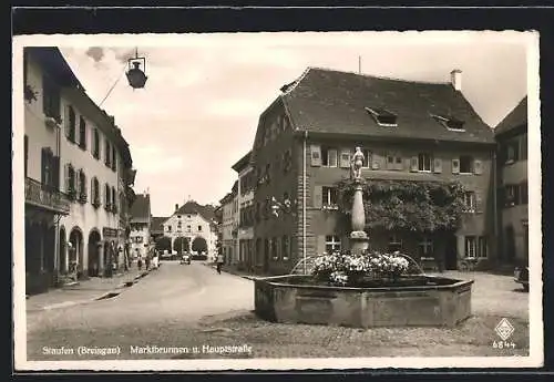 AK Staufen / Breisgau, Marktbrunnen & Hauptstrasse