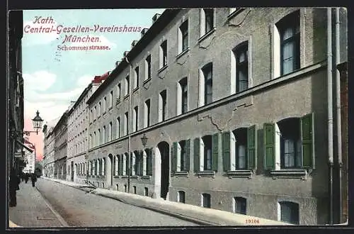 AK München, Schommerstrasse mit Kath. Central-Gesellen-Vereinshaus