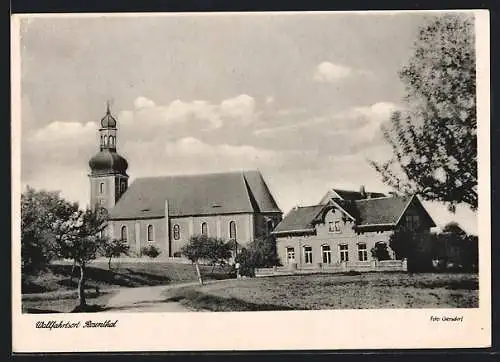 AK Rosenthal / Neissetal, Ortspartie mit Kirche
