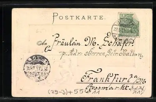 Passepartout-Lithographie Bingen / Rhein, Mäusethurm u. Ehrenfels, Blick nach Bingerbrück, Wappen