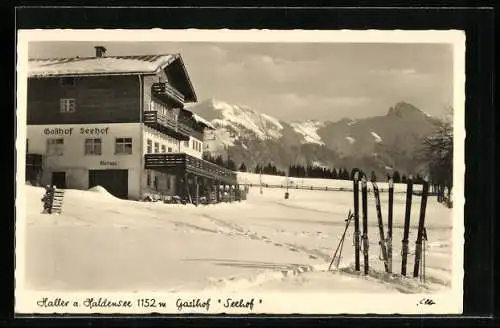 AK Nesselwängle, Haller am Haldensee, Gasthaus & Pension Seehof im Winter