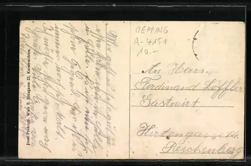 AK Oepping /Ob. Oest., Ortsansicht mit Villa und Kirche