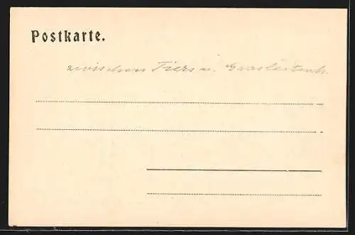 AK St. Cyprian, Ortsansicht mit Rosengarten