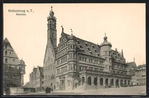 AK Rothenburg / Tauber, Blick auf das Rathaus