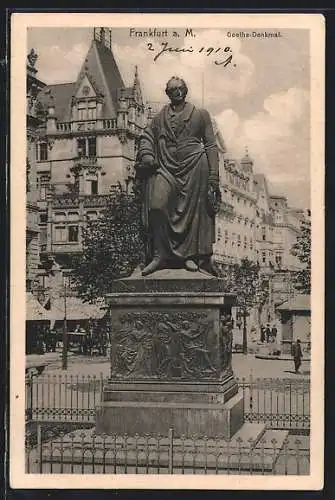 AK Frankfurt a. M., Geothe-Denkmal