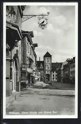 AK Villingen / Baden, Obere Strasse und Oberes Tor mit Geschäften