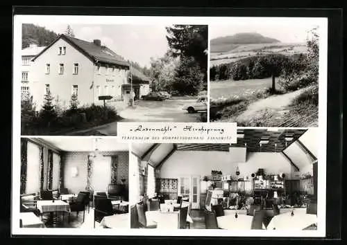 AK Hirschsprung / Erzg., FDGB-Ferienheim Ladenmühle d. Kompressorenwerk Bannewitz, Aussen- u. Innenansichten