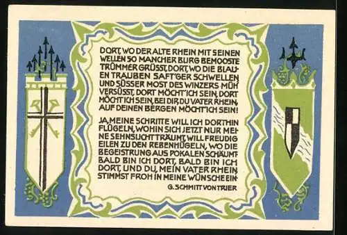 Notgeld Koenigswinter 1921, 50 Pfennig, Drachenfels und Nonnenwerth