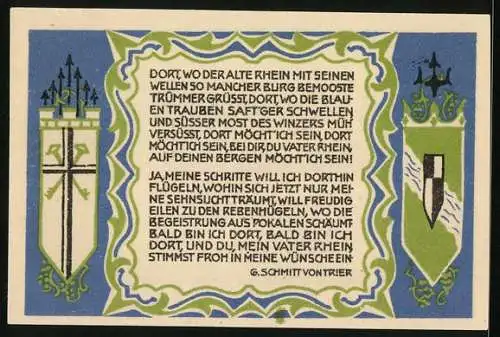 Notgeld Koenigswinter 1921, 50 Pfennig, Drachenfels und Nonnenwerth