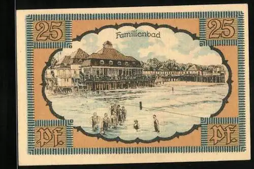 Notgeld Kolberg /Ostsee 1921, 25 Pfennig, Das Familienbad