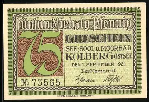 Notgeld Kolberg /Ostsee 1921, 25 Pfennig, Portrait von Nettelbeck