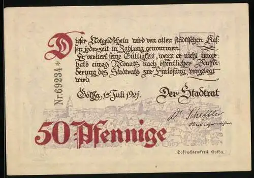 Notgeld Gotha 1921, 50 Pfennig, Quäker geben den Hungernden Essen