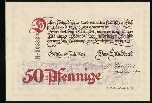 Notgeld Gotha 1921, 50 Pfennig, Die Quäker helfen den Hungernden