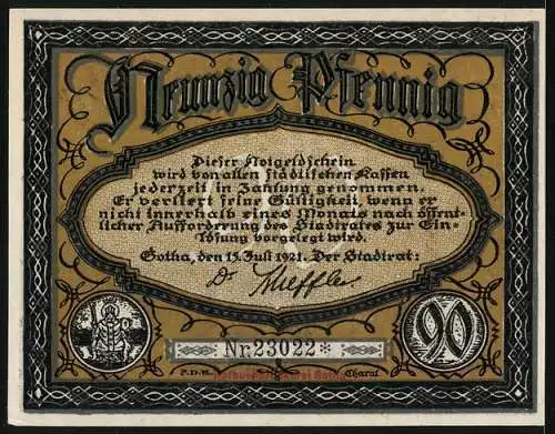 Notgeld Gotha 1921, 90 Pfennig, Die Quäker geben den Hungernden