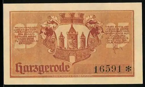 Notgeld Harzgerode 1921, 25 Pfennig, Jungviehweide Hänichen