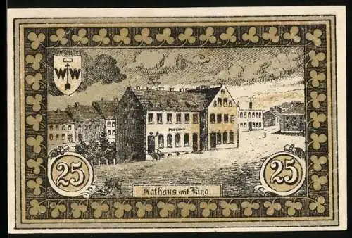 Notgeld Hohenfriedeberg, 25 Pfennig, Rathaus mit King