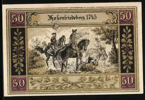Notgeld Hohenfriedeberg, 50 Pfennig, Kavallerie um 1745