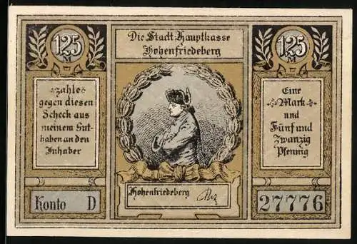Notgeld Hohenfriedeberg, 1,25 Mark, Blick auf die Siegeshöhe