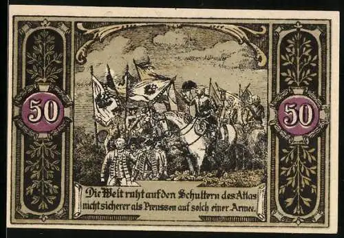 Notgeld Hohenfriedeberg, 50 Pfennig, Die preussische Armee