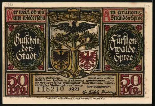 Notgeld Fürstenwalde /Spree 1921, 50 Pfennig, Die Quitzows auf Plünderungszug