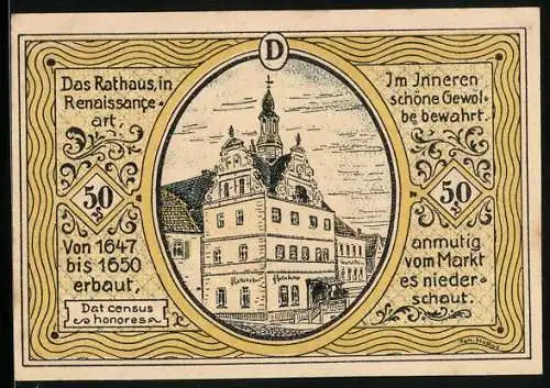 Notgeld Colditz /Sachsen 1921, 50 Pfennig, Das Rathaus