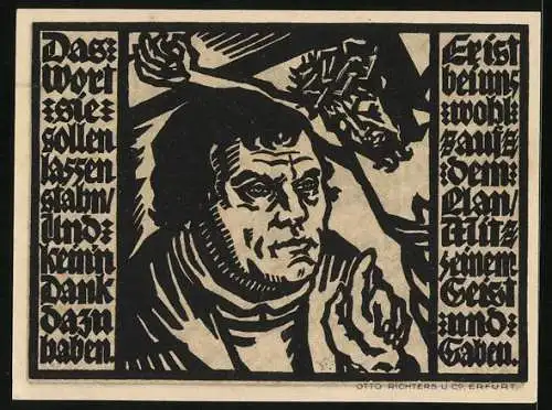 Notgeld Erfurt 1921, 50 Pfennig, Martin Luther