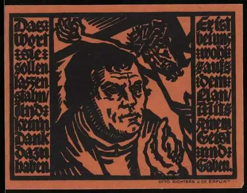 Notgeld Erfurt 1921, 50 Pfennig, Luther predigt