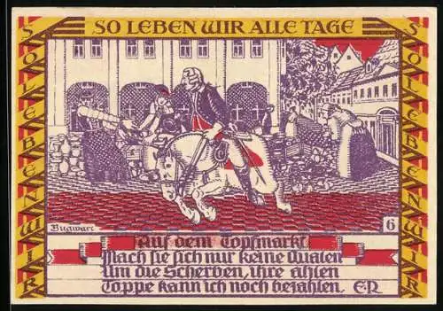 Notgeld Dessau 1921, 50 Pfennig, Reiter auf dem Topfmarkt