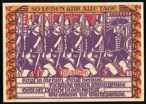 Notgeld Dessau 1921, 50 Pfennig, Soldaten in Höchstedt