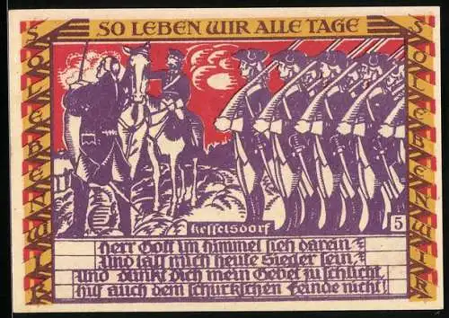 Notgeld Dessau 1921, 50 Pfennig, Soldaten bei Kesselsdorf
