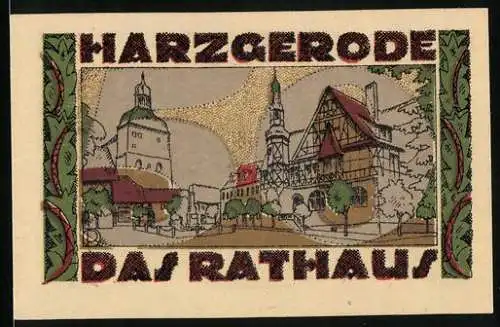 Notgeld Harzgerode 1921, 50 Pfennig, Das Rathaus