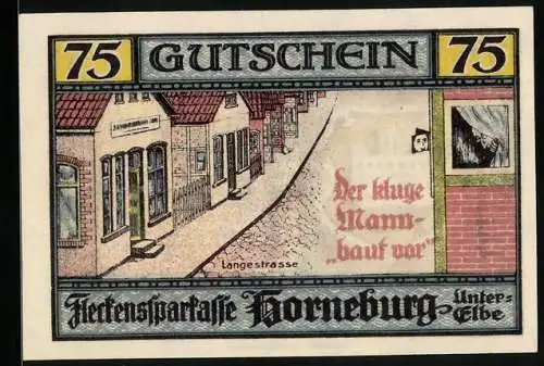 Notgeld Horneburg /Unter-Elbe 1921, 75 Pfennig, Die Langestrasse
