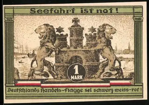 Notgeld Hamburg 1921, 1 Mark, Kultur- und Sport-Woche, Läufer vor einer Säule