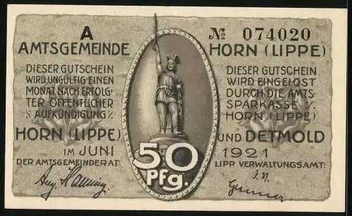 Notgeld Horn /Lippe 1921, 50 Pfennig, Die Römer im Teutoburger Wald