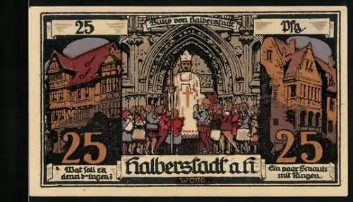 Notgeld Halberstadt a. Harz 1921, 25 Pfennig, Buko von Halberstadt, Bischof