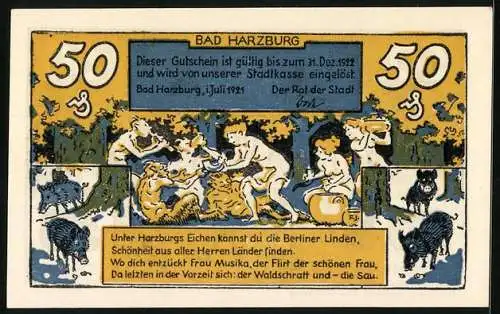 Notgeld Bad Harzburg 1921, 50 Pfennig, Kurhaus, Unter den Eichen