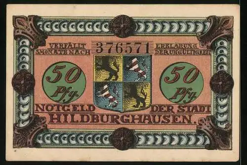 Notgeld Hildburghausen 1921, 50 Pfennig, Wütende alte Dame