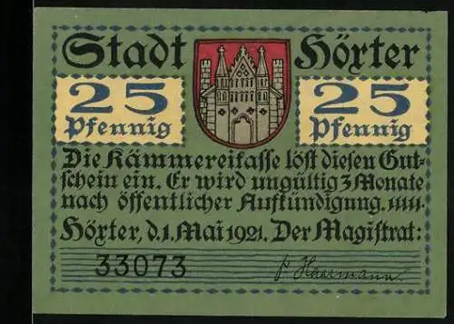 Notgeld Höxter 1921, 25 Pfennig, Die Mägde-Schlacht