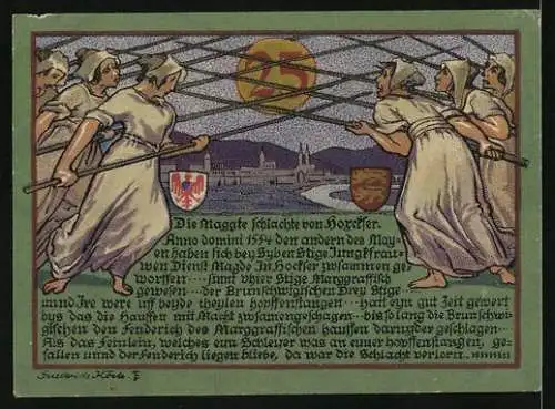 Notgeld Höxter 1921, 25 Pfennig, Die Mägde-Schlacht