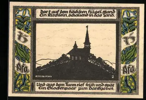Notgeld Gollnow 1921, 75 Pfennig, Die Kirche auf dem Hügel
