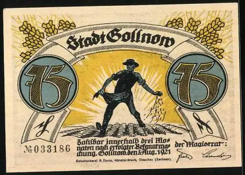 Notgeld Gollnow 1921, 75 Pfennig, Kinder im Wald
