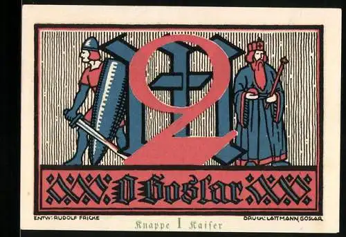 Notgeld Goslar, 2 Mark, Knappe und Kaiser