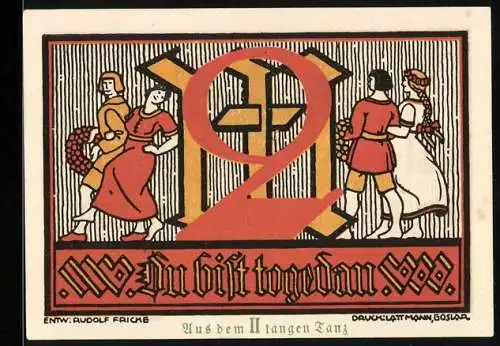 Notgeld Goslar, 2 Mark, Aus dem langen Tanz