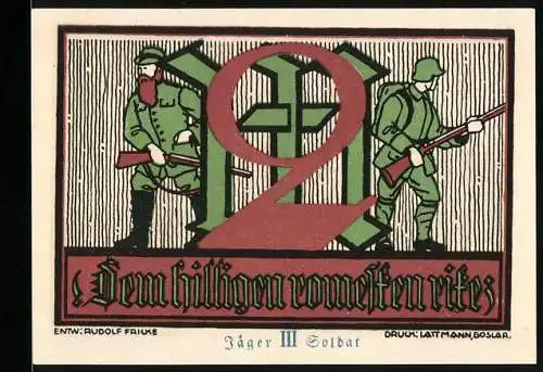 Notgeld Goslar, 2 Mark, Jäger und Soldat