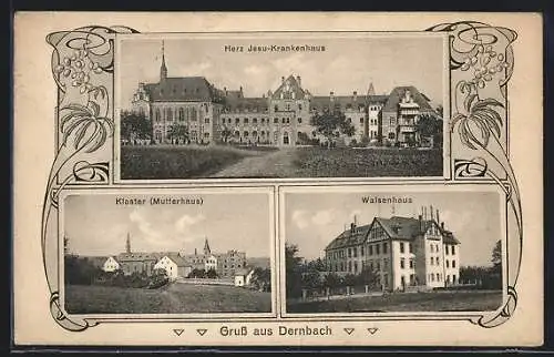 AK Dernbach / Westerwald, Herz Jesu-Krankenhaus, Mutterhaus vom Kloster, Waisenhaus