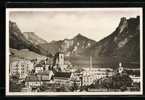 AK Ebensee /Salzkammergut, Ortsansicht mit Kirche