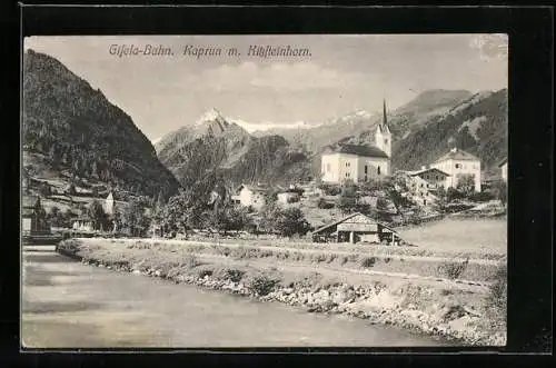 AK Kaprun, Ortsansicht mit Kitzsteinhorn, Gisela-Bahn