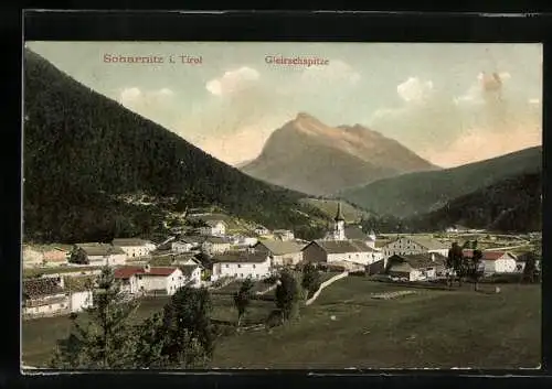 AK Scharnitz, Ortsansicht mit Gleirschspitze