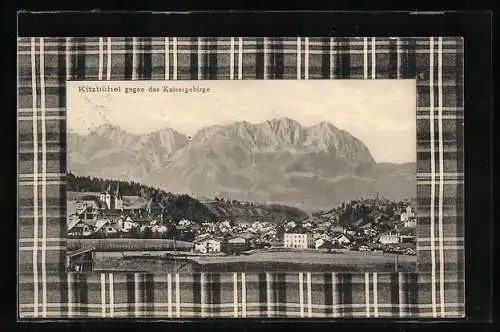AK Kitzbühel, Ortsansicht gegen das Kaisergebirge